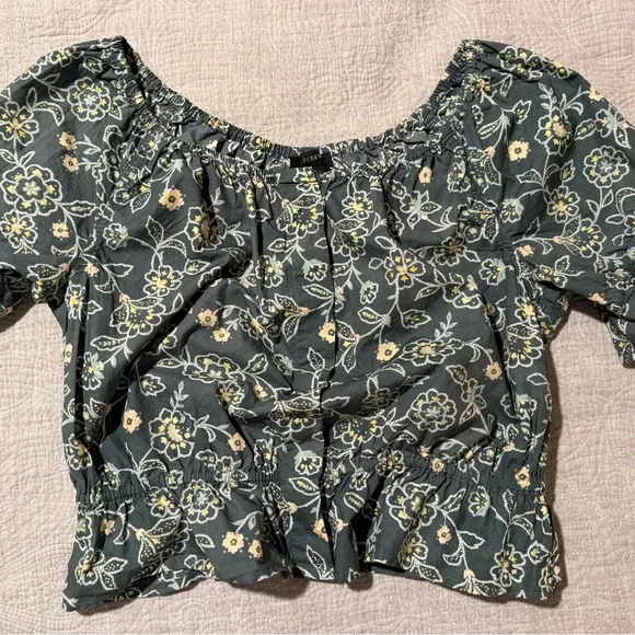 J. Crew Blue Floral Puff Sleeve Blouse - Picture 5 of 5